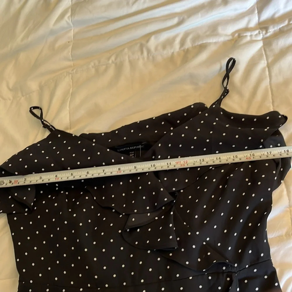 Banana Republic Polka Dot mini  ruffle dress black & white size 6 festival party - Picture 9 of 11